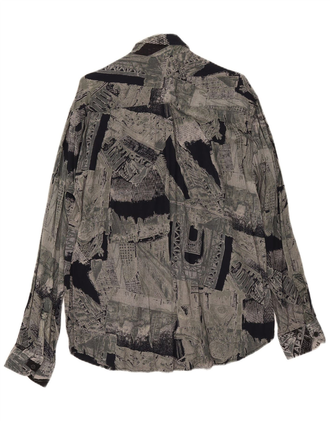 Camicia vintage da uomo con motivo astratto taglia 39/40 in viscosa media multicolore