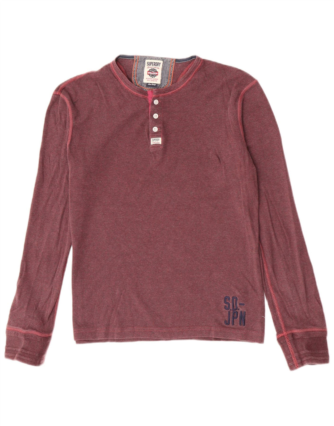 Top da uomo slim fit Superdry a maniche lunghe in cotone marrone rossiccio