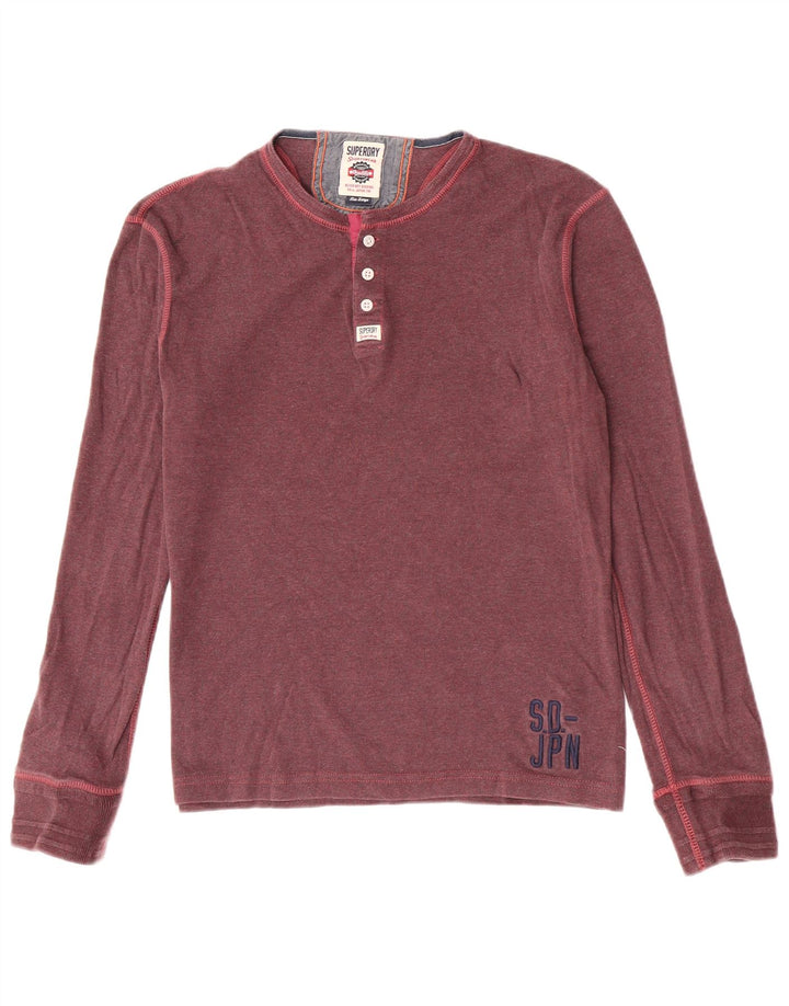 Top da uomo slim fit Superdry a maniche lunghe in cotone marrone rossiccio