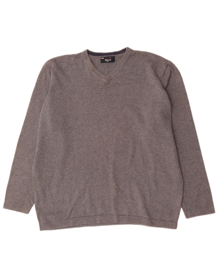 Maglione da uomo con scollo a V Marks & Spencer XL in cotone grigio