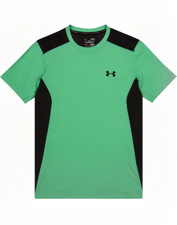T-shirt Under Armour da uomo Heat Gear Top piccolo poliestere color block verde