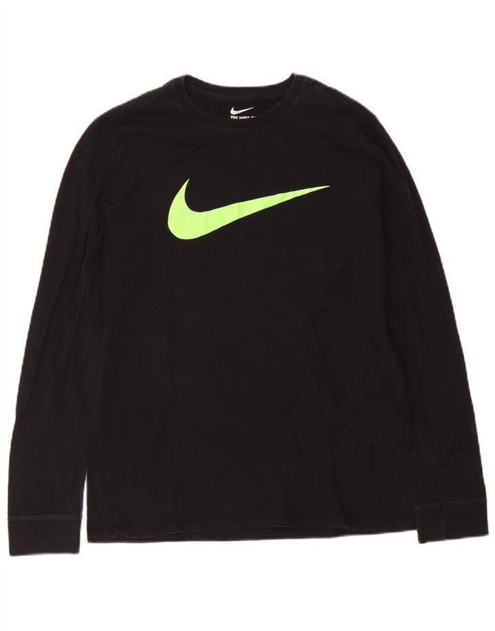 Top Nike da uomo con vestibilità atletica grafica, manica lunga, cotone nero medio