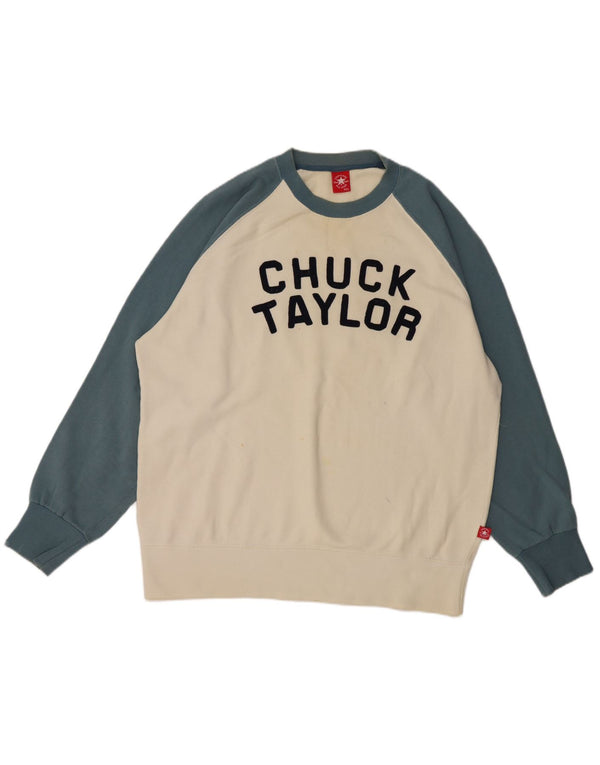 Converse Uomo Chuck Taylor Felpa grafica Maglione 2XL Bianco Colourblock