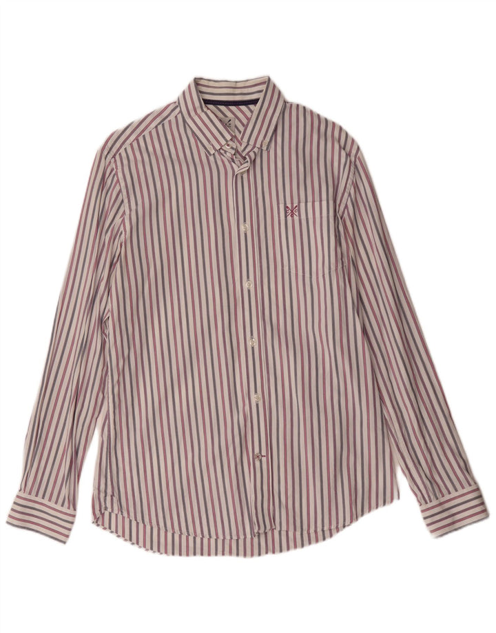 Crew Clothing Camicia da uomo dal taglio costiero in cotone a righe multicolori medie