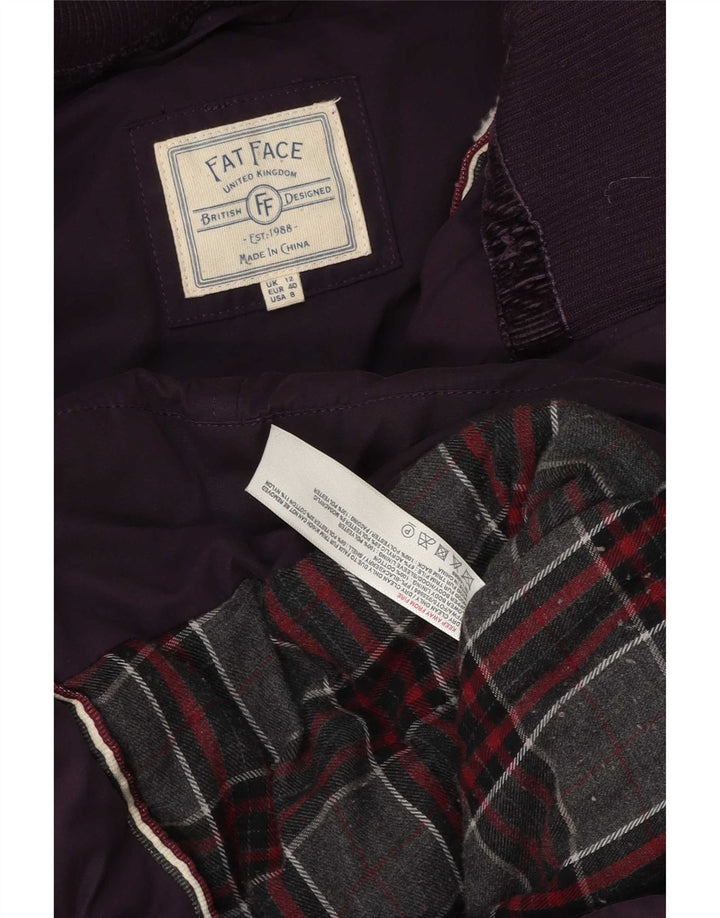 Cappotto imbottito con cappuccio da donna Fat Face UK 12 Cotone viola medio
