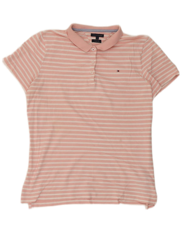 Polo da donna Tommy Hilfiger Classic Fit UK 14 Large Pink Striped
