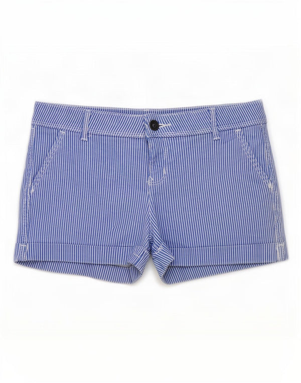 Pantaloncini chino da donna Benetton piccoli W27 cotone gessato blu