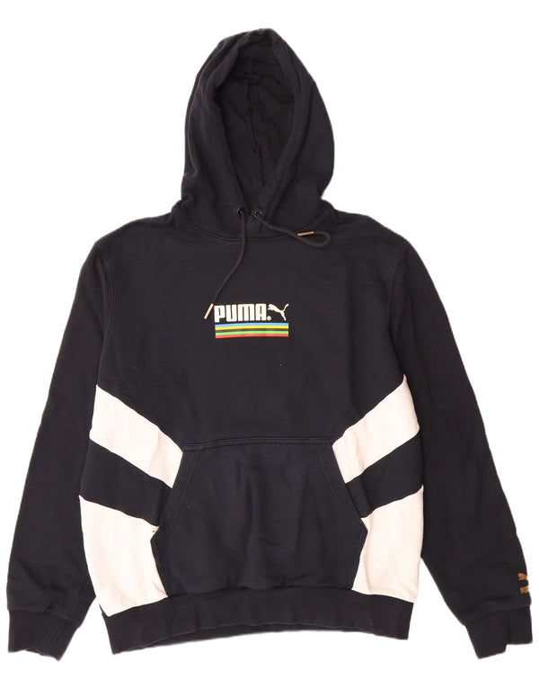 Felpa con cappuccio grafica da uomo PUMA grande in cotone color block nero