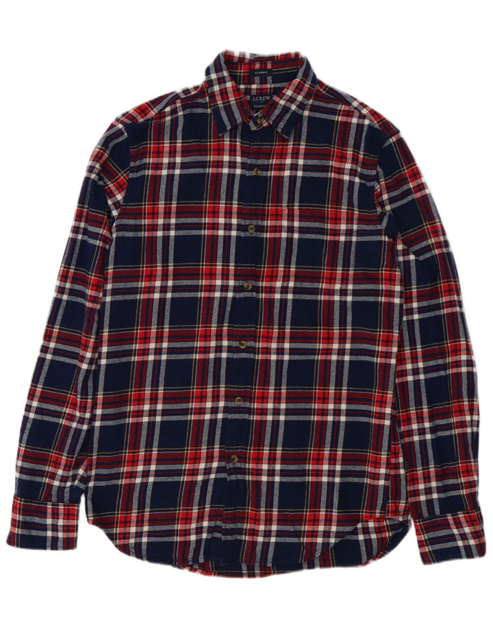 J. Crew Camicia da uomo in flanella dalla vestibilità classica, piccola, in cotone a quadri blu navy