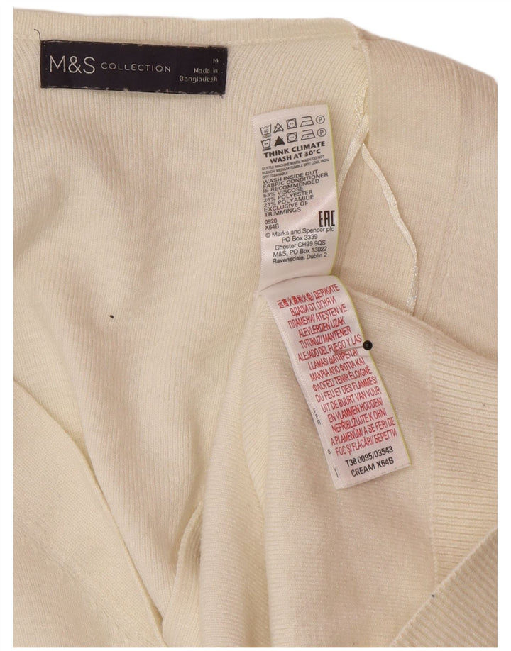 Maglione cardigan da donna Marks & Spencer UK 14 Viscosa bianco sporco medio