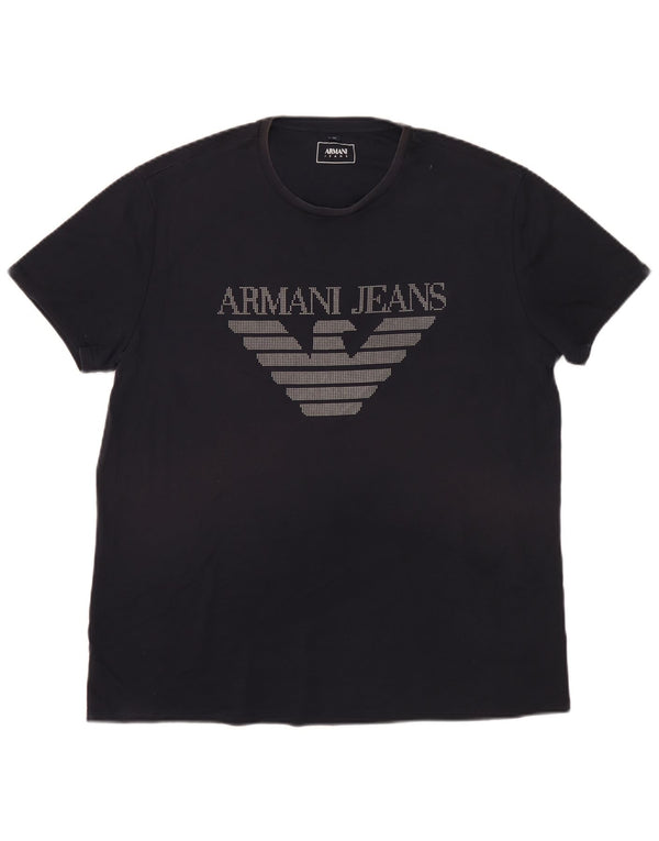 T-shirt grafica da uomo Armani Jeans Top 2XL in cotone blu navy