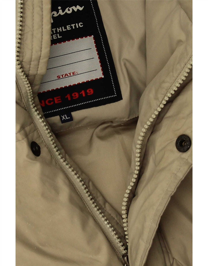 Giacca imbottita con cappuccio da uomo Champion UK 42 XL Beige poliammide
