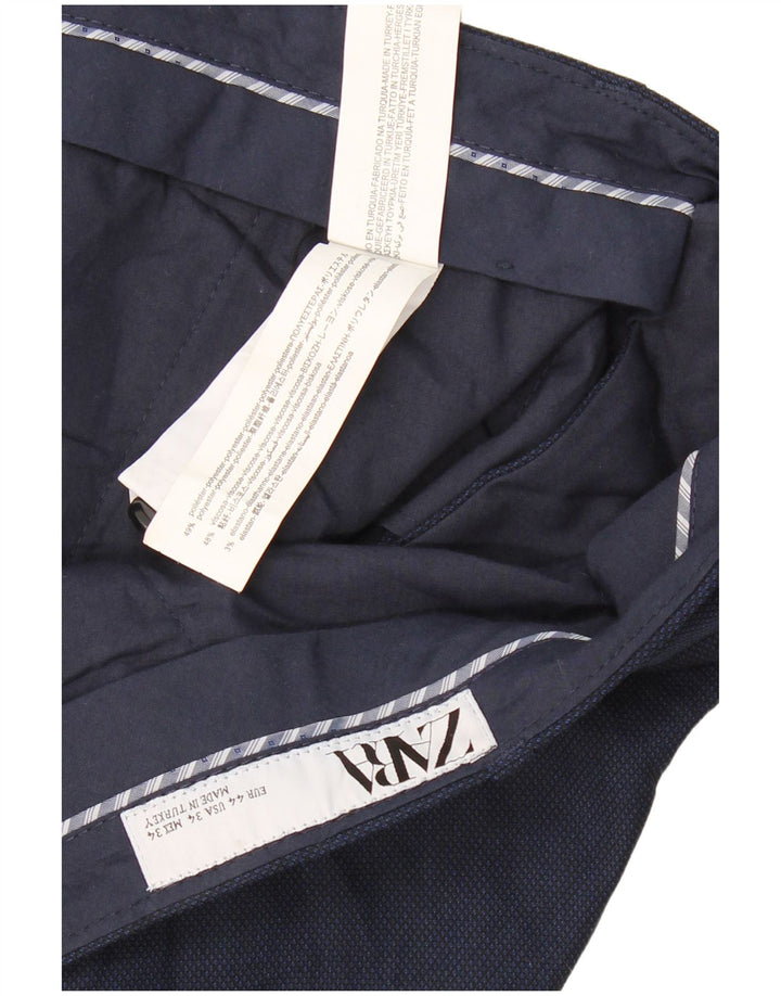 ZARA Mens Slim Chino Trousers EU 44 Large W34 L32 Navy Blue Polyester