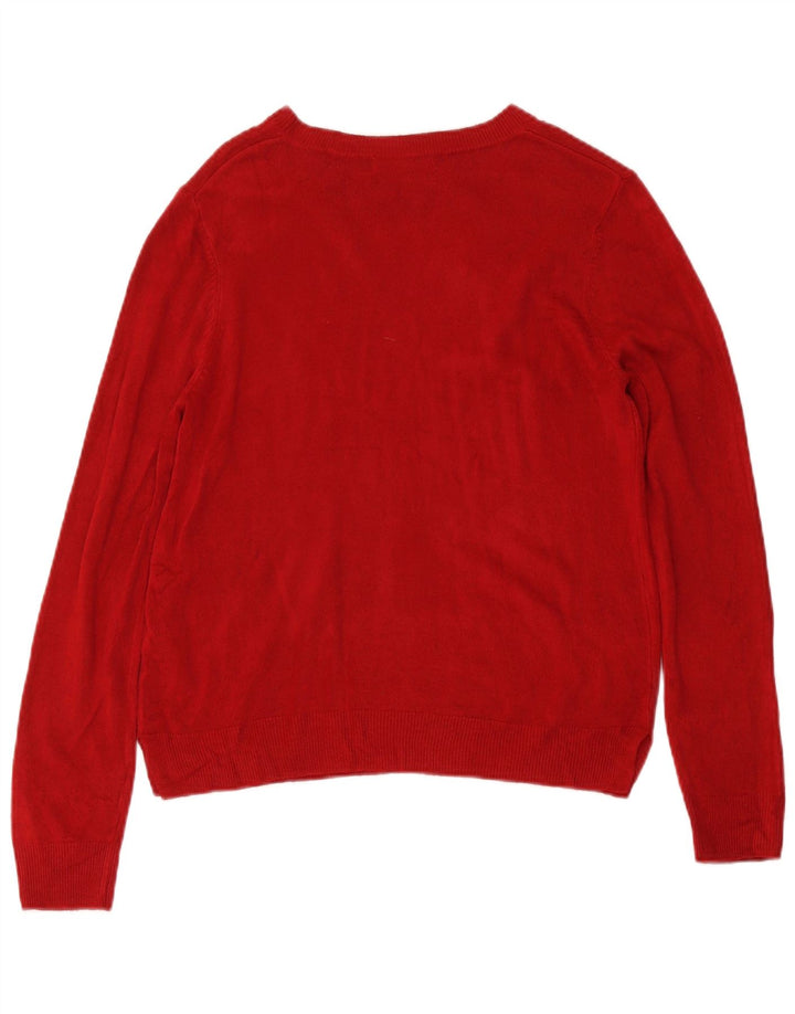Maglione maglione girocollo da donna Marks & Spencer UK 14 Acrilico rosso medio