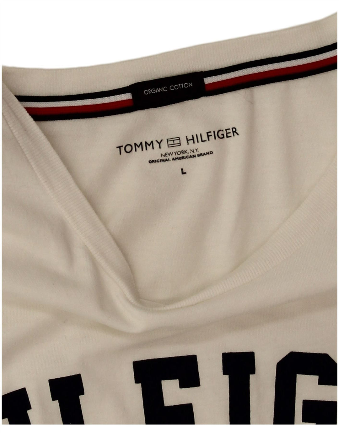 T-shirt grafica da uomo Tommy Hilfiger Top grande in cotone bianco
