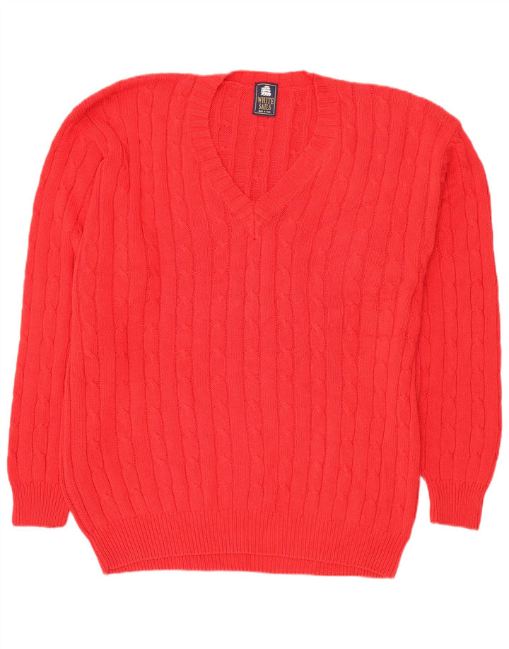 WHITE SAILS Maglione da uomo con scollo a V XL in cotone rosso