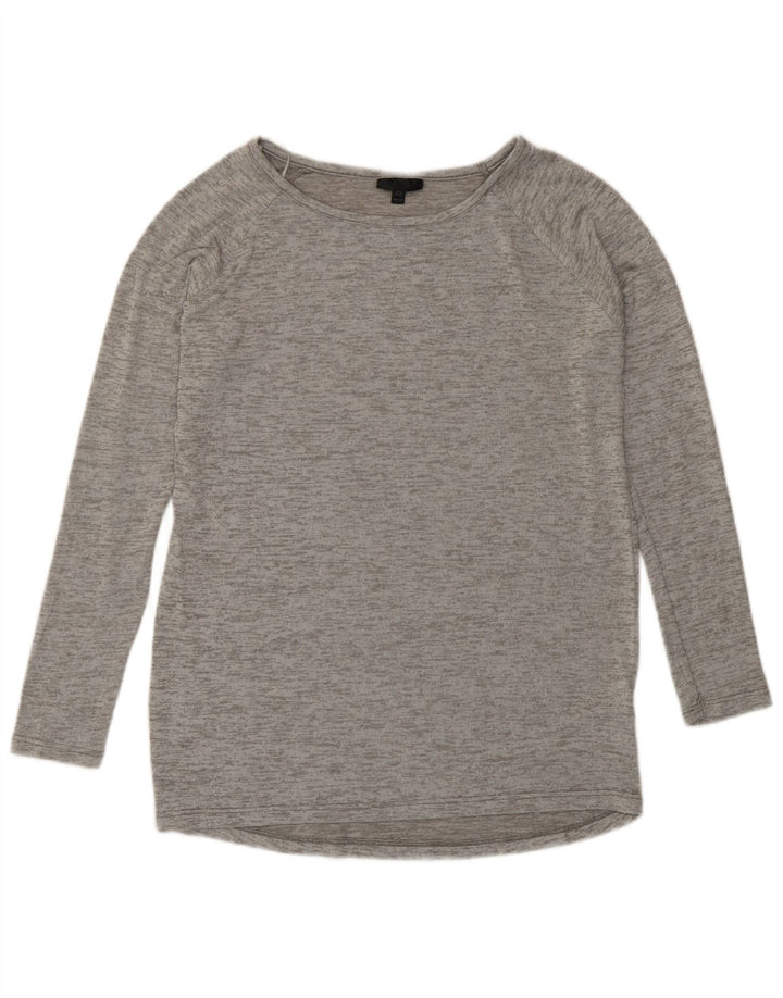 Topshop Top da donna a maniche lunghe UK 10 piccolo in viscosa chiazzata grigia