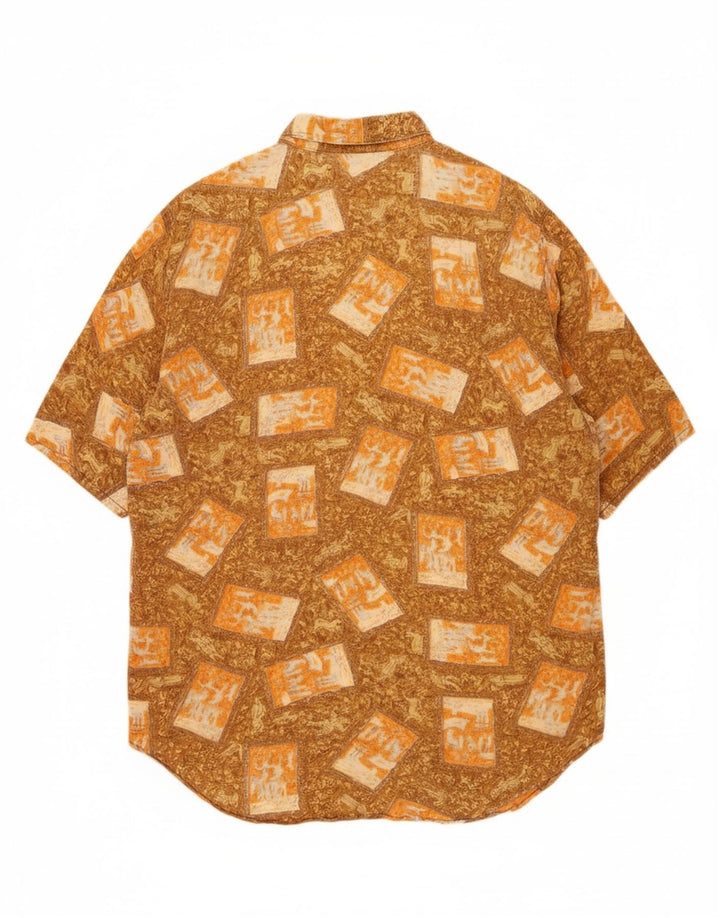 CLASSIC Mens Short Sleeve Shirt XL Brown Geometric Vintage CLASSIC and Second-Hand CLASSIC from Messina Hembry 