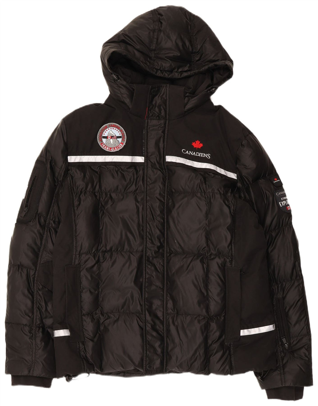 CANADIENS Giacca imbottita con cappuccio da uomo IT 56 3XL Nero Poliestere