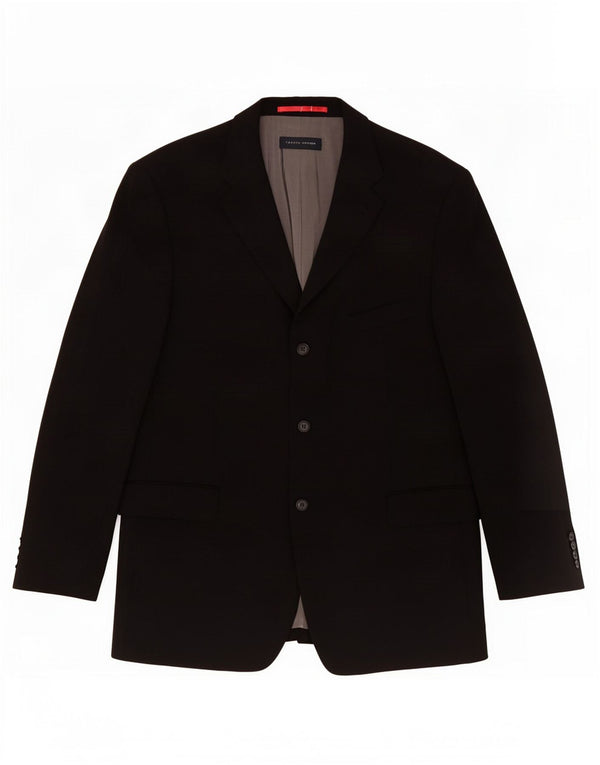 Giacca blazer a 3 bottoni da uomo Tommy Hilfiger UK 38 lana vergine nera media