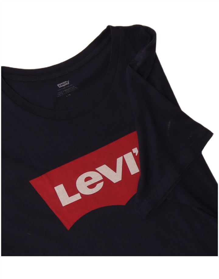 T-shirt grafica da uomo LEVI'S Top grande in cotone blu navy