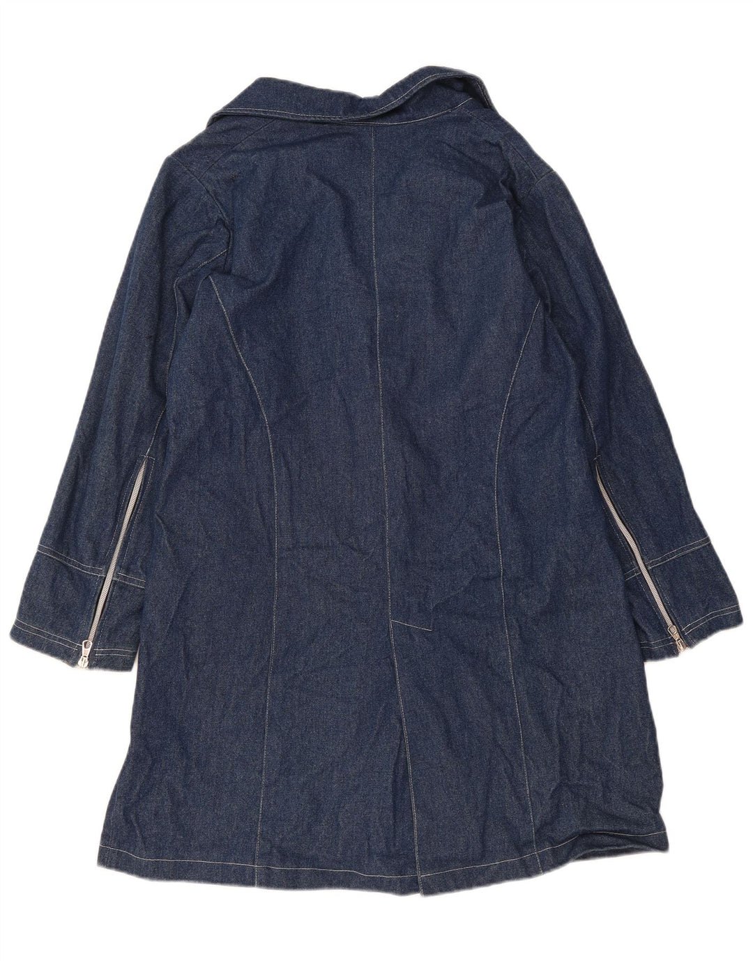 VINTAGE Womens Denim Coat UK 14 Large Blue