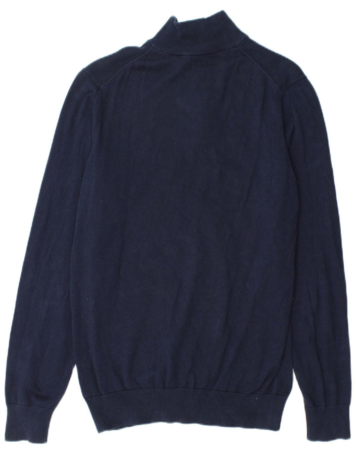 Crew Clothing Maglione da uomo con collo con zip, cotone medio blu navy