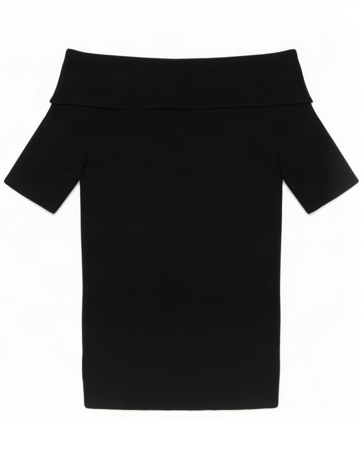 Oasis Top corto da donna con spalle scoperte UK 8 Small Nero Viscosa