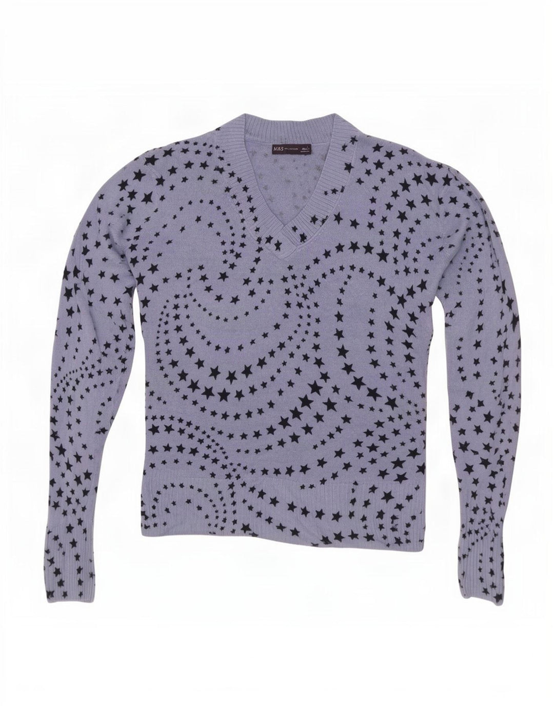 Maglione maglione con scollo a V da donna Marks & Spencer UK 12 Blu medio