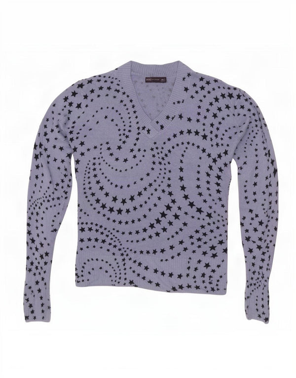 Maglione maglione con scollo a V da donna Marks & Spencer UK 12 Blu medio