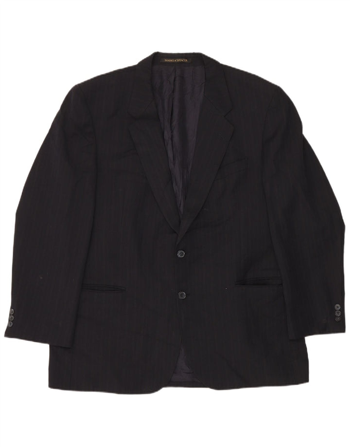 Giacca blazer a 2 bottoni da uomo Marks & Spencer UK 44 2XL Gessato blu navy