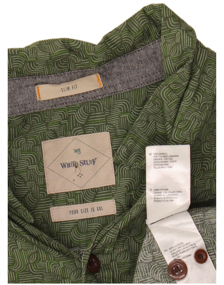 Camicia slim fit da uomo White Stuff 2XL cotone geometrico verde