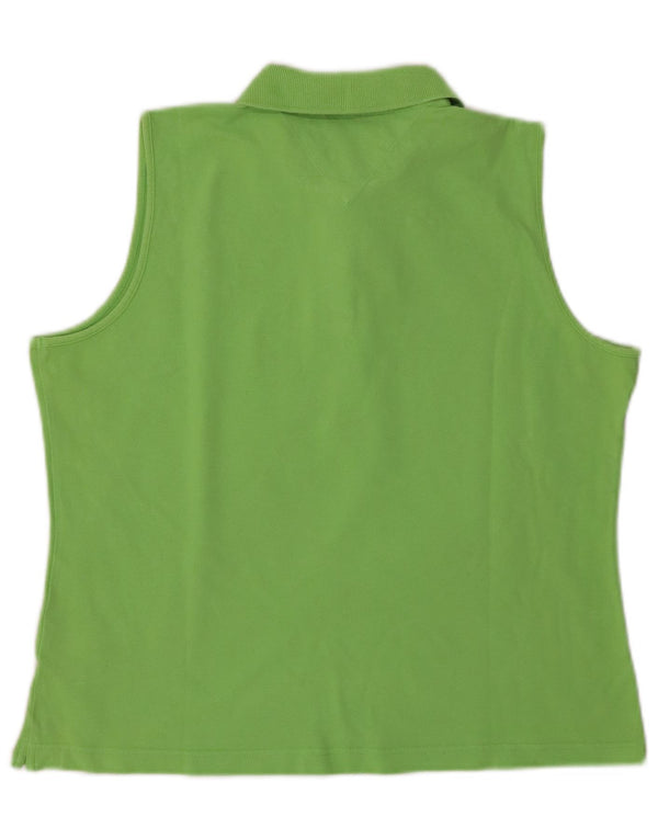 TOMMY HILFIGER Polo senza maniche da golf da donna UK 16 Large Green Cotton