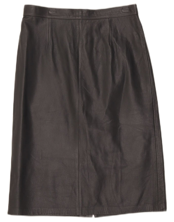 Gonna in pelle a vita alta da donna vintage IT 46 grande W28 grigia