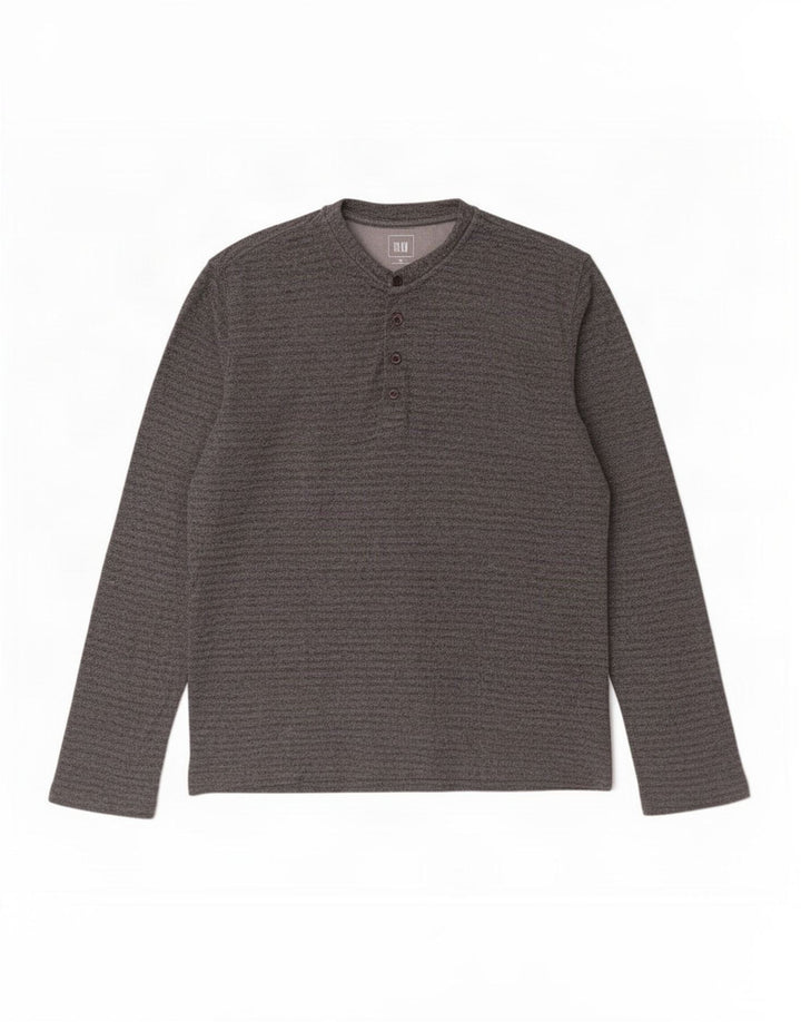 Gap Top da uomo a maniche lunghe in cotone a righe grigio medio