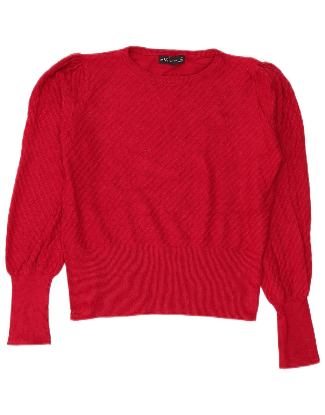Maglione da donna Marks & Spencer con scollo a barca corto UK 10 piccolo rosso
