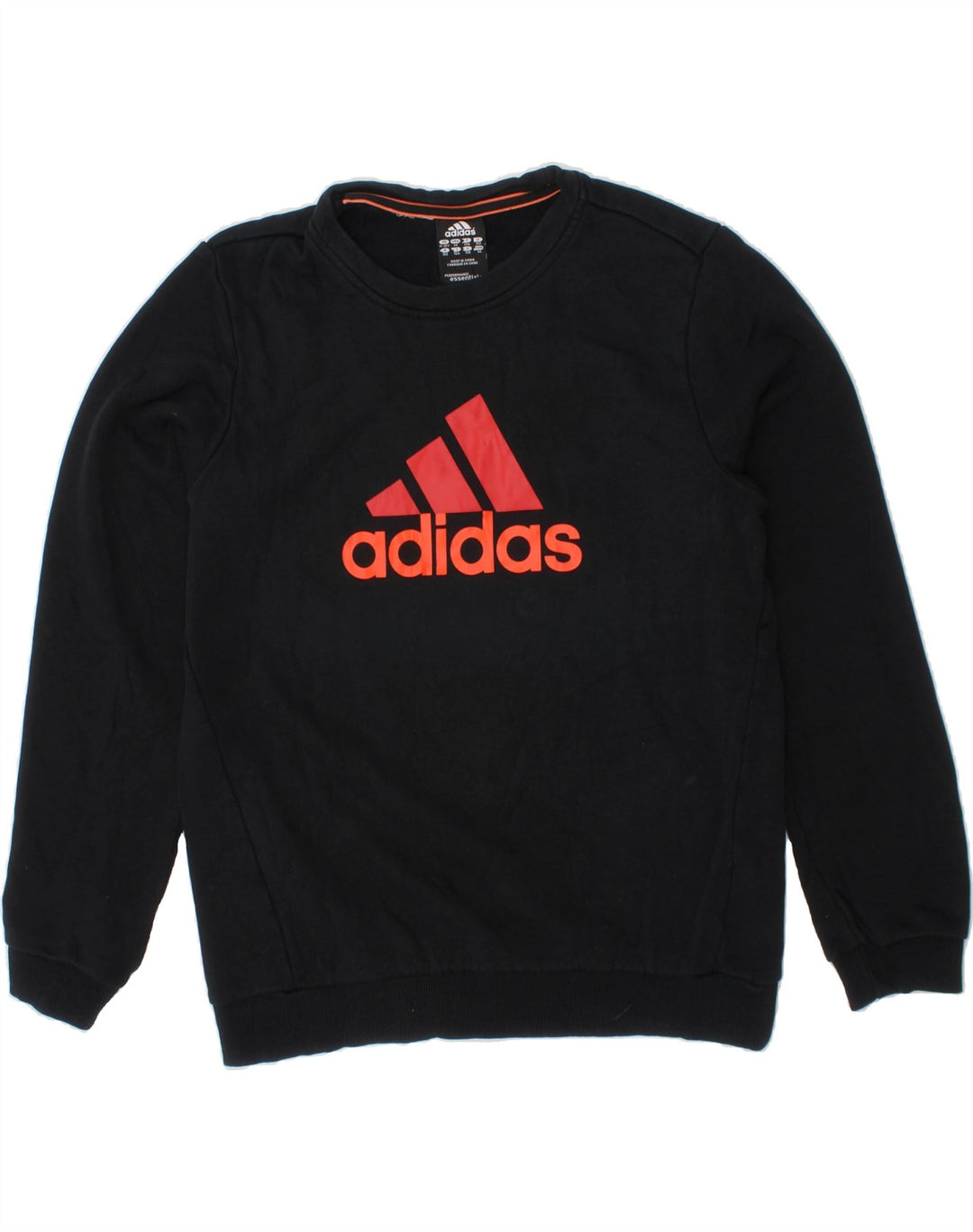 ADIDAS Boys Graphic Sweatshirt Jumper 11-12 Years Black Cotton Vintage Adidas and Second-Hand Adidas from Messina Hembry 