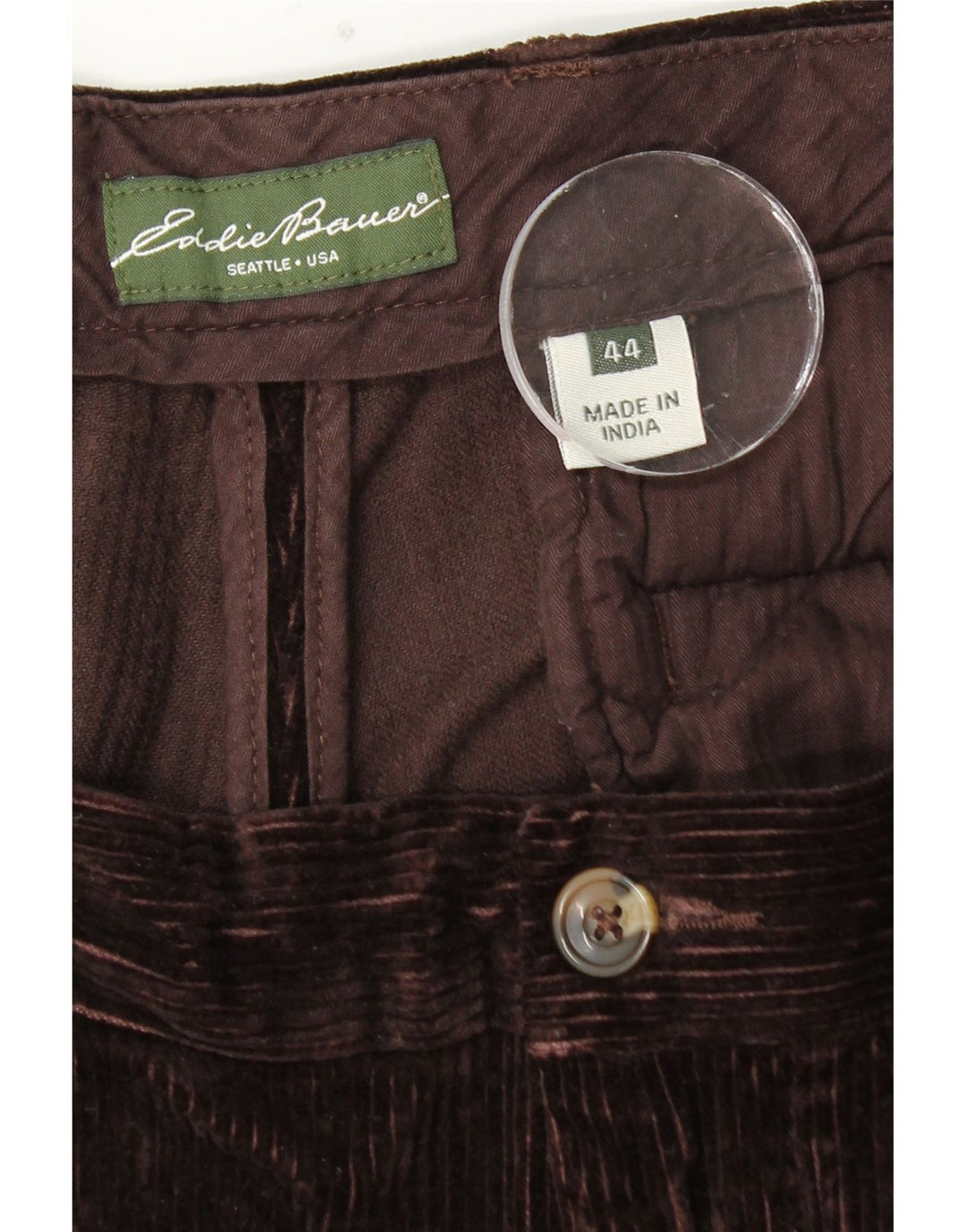 EDDIE BAUER Pantaloni da uomo in velluto a coste con picchetti W44 L30 cotone marrone