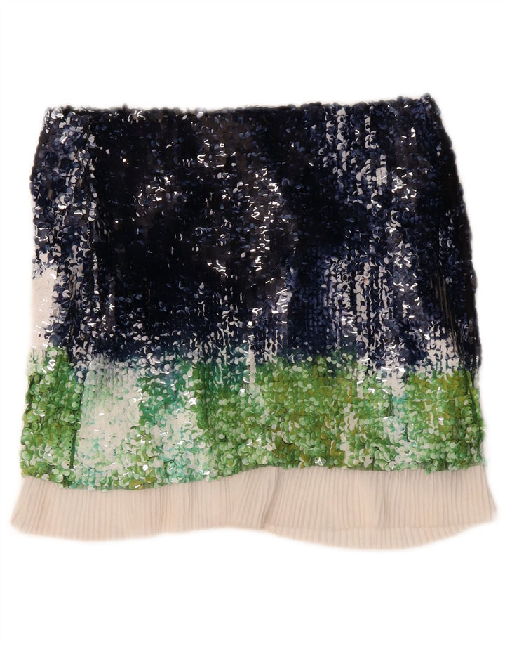 Gonna dritta da donna ZARA media W28 poliestere color block multicolore