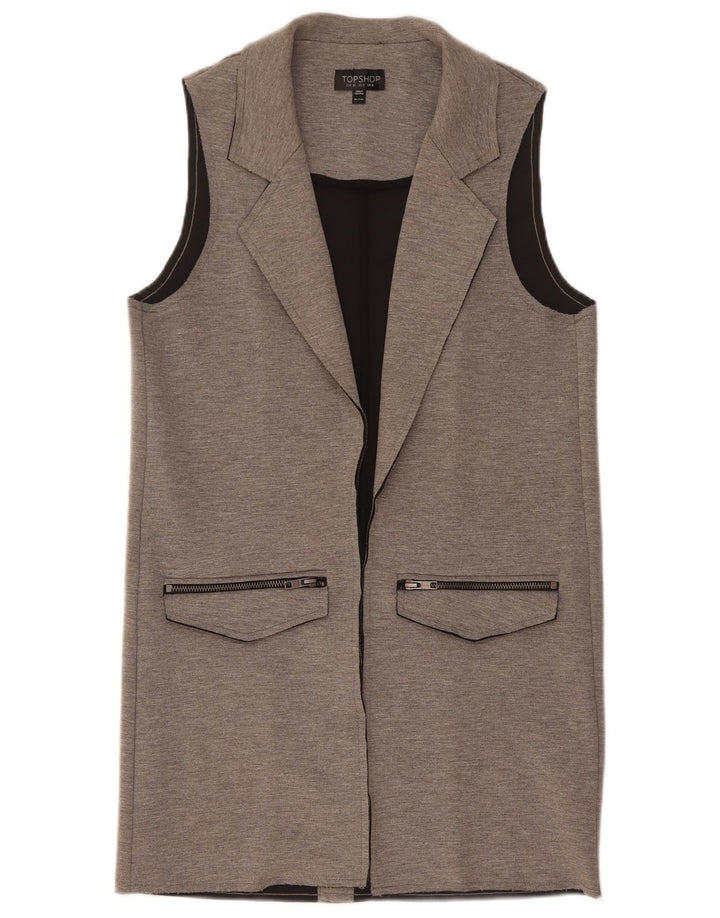 Gilet lungo da donna Topshop UK 8 piccolo poliestere chiazzato grigio