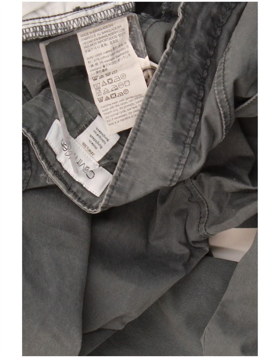 CALVIN KLEIN Pantaloni casual dritti da uomo W34 L30 Cotone grigio