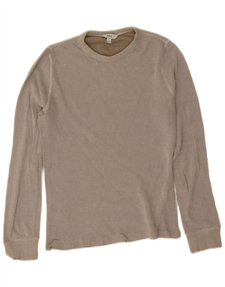 Marks & Spencer Top da uomo a maniche lunghe in cotone beige medio