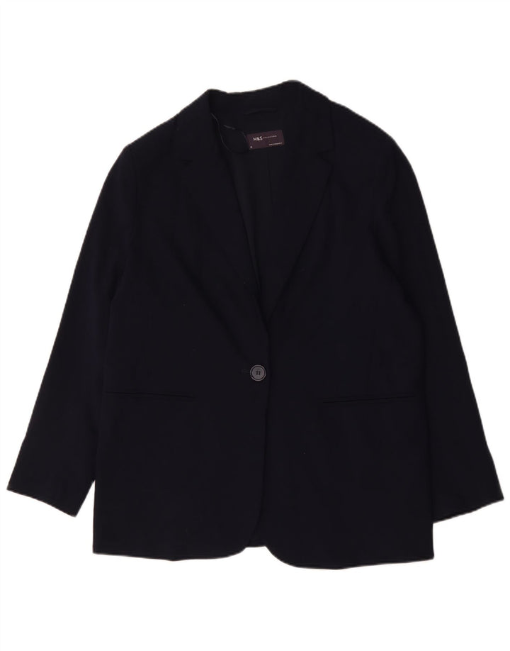 Giacca blazer a 1 bottone da donna Marks & Spencer UK 18 XL poliestere blu navy