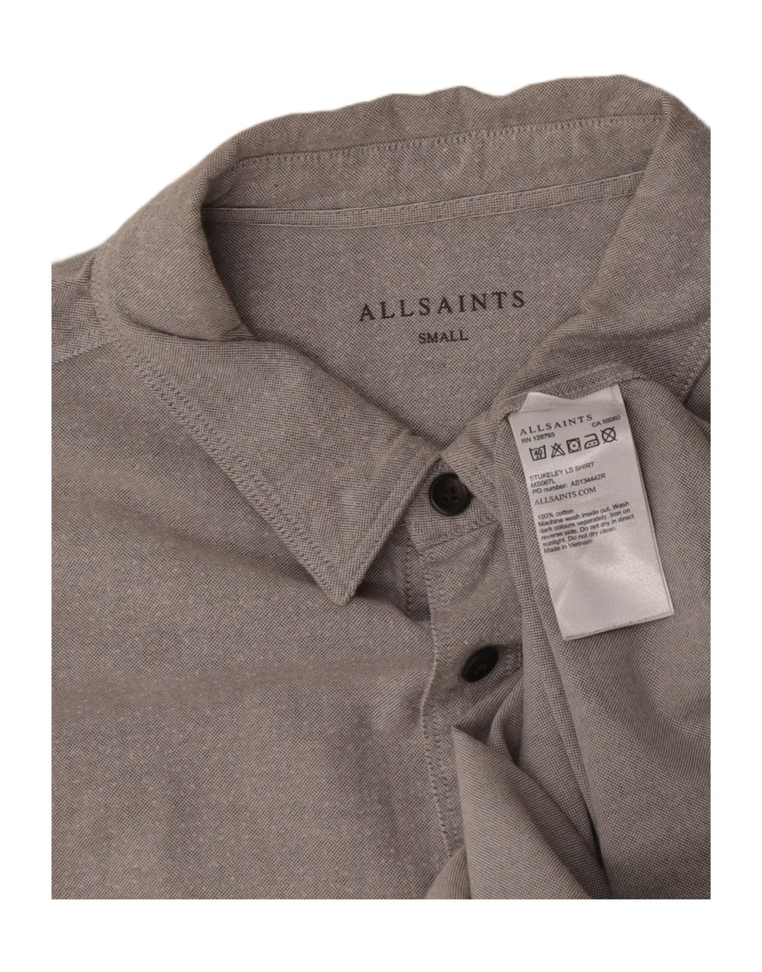 Camicia da uomo All Saints Small in cotone grigio