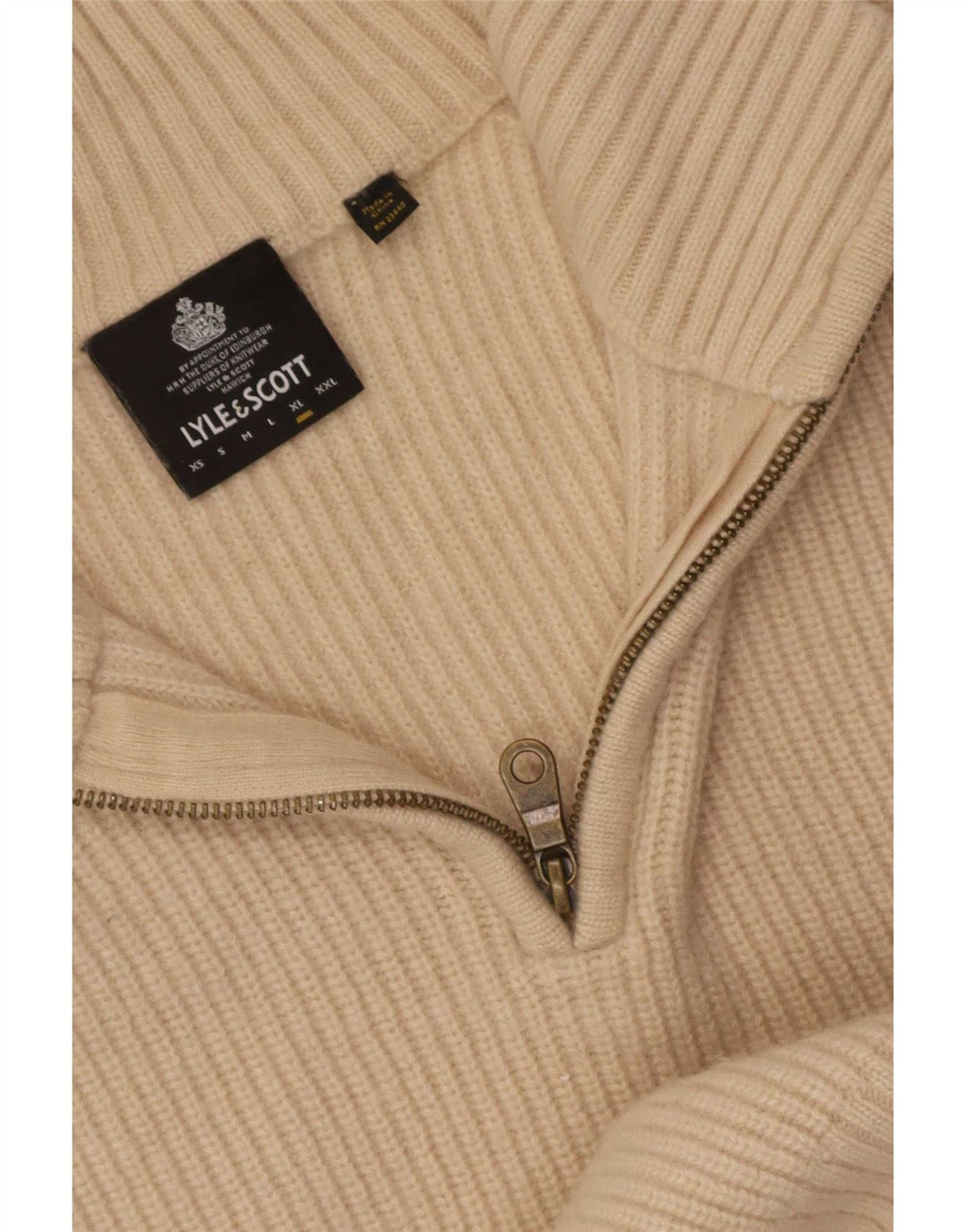 Lyle & Scott Maglione da uomo con zip e collo XL Beige