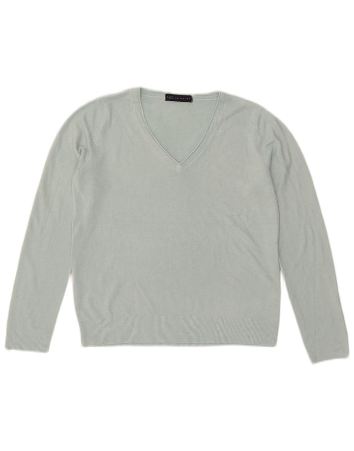 Maglione da donna con scollo a V Marks & Spencer UK 12 Acrilico blu medio