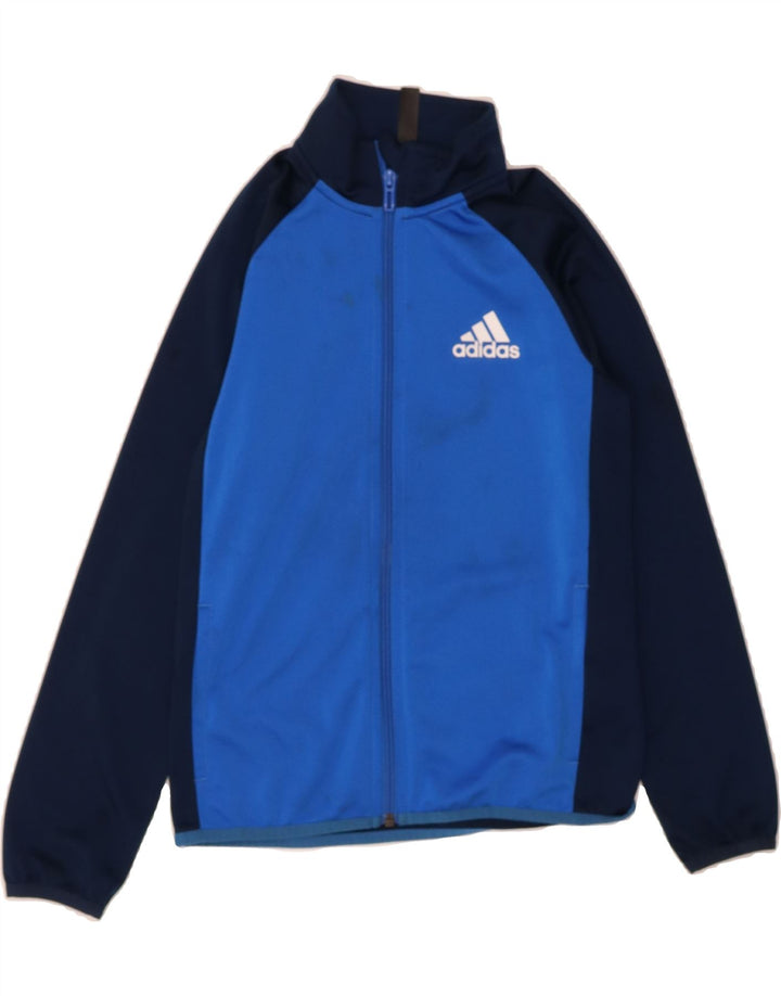 ADIDAS Boys Tracksuit Top Jacket 9-10 Years Navy Blue Colourblock Vintage Adidas and Second-Hand Adidas from Messina Hembry 