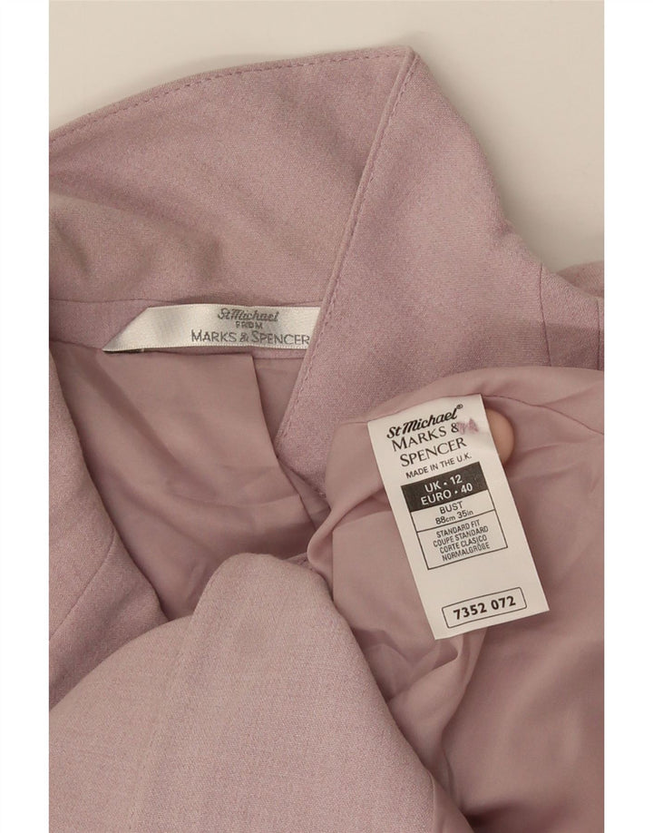 Giacca blazer a 4 bottoni lunga Marks & Spencer da donna UK 12 viola medio