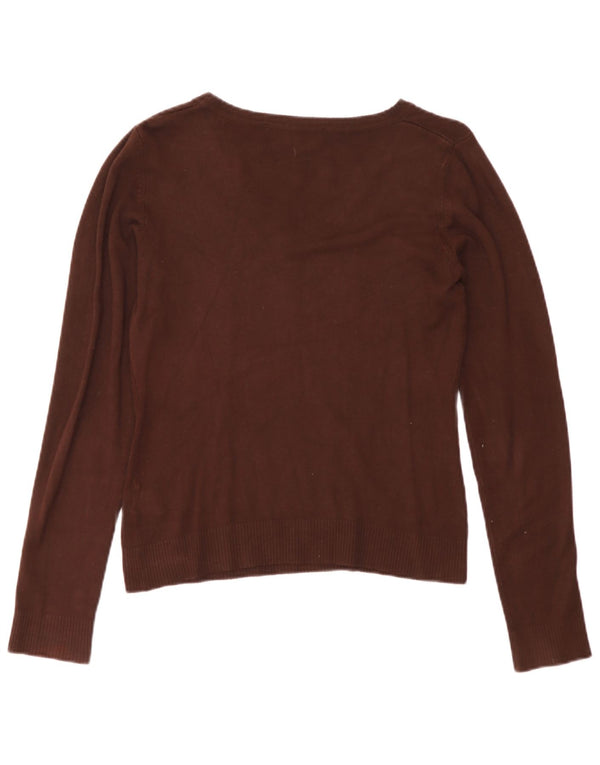 Maglione Zara da donna con scollo a V UK 12 Rayon marrone medio
