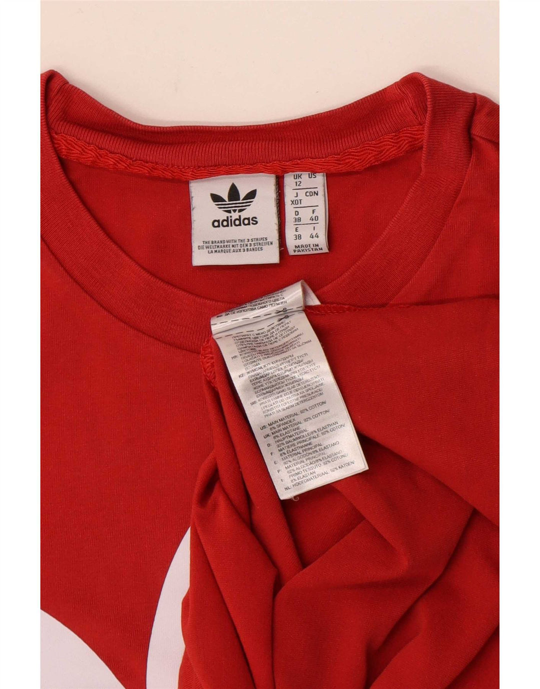 T-shirt grafica da donna Adidas Top UK 12 rosso medio in cotone